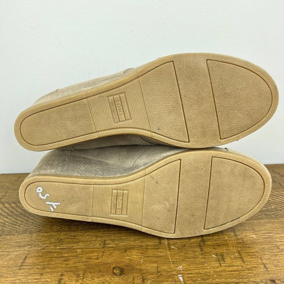 TOMS Boots Womens 9 Tan Suede‎ Desert Wedge Ankle Booties Lace Up Casual Shoes - Picture 8 of 12